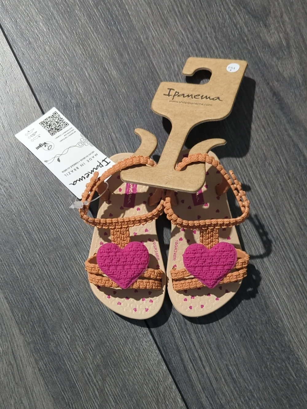 Ipanema Toddler Pink Heart Sandals with Braided Straps
